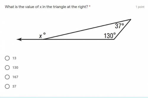 What is the value of x in the triangle at the right?