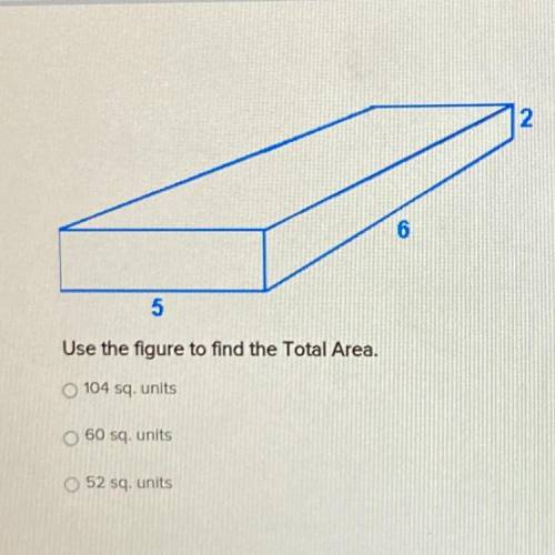 Use the figure to find the Total Area.
104 sq. units
60 sq. units
52 sq. units