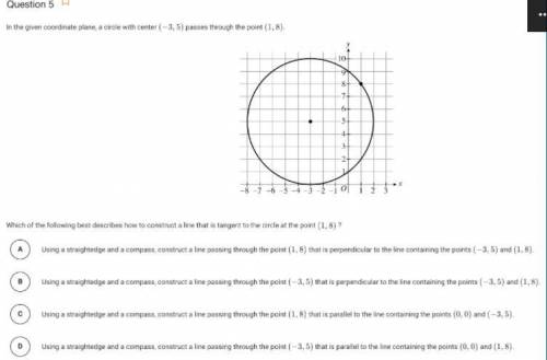 In the given coordinate plane, a circle with a center (-3,5) passes through the point (1,8).
