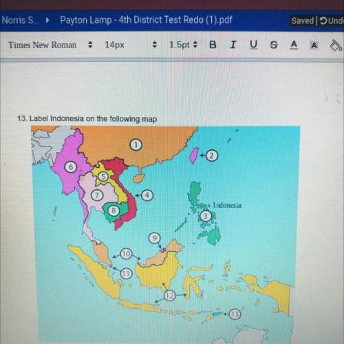 What’s number is Indonesia on the map? 
6th grade