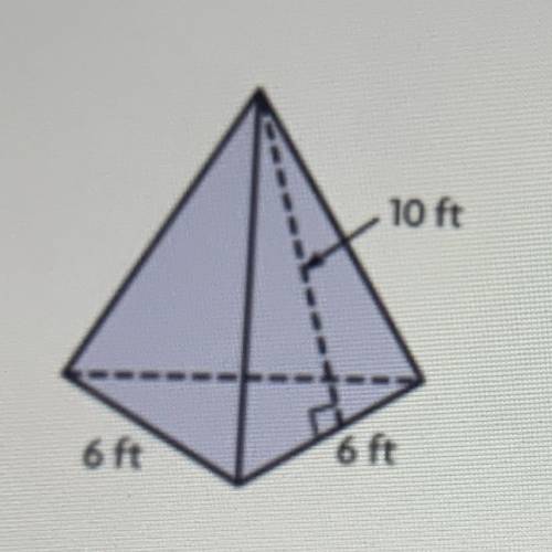 Use the formula A = 1/2(B)(H) to find the total

surface area of the lateral faces of the triangul