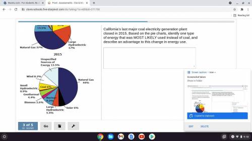 California’s last major coal electricity generation plant closed in 2015. Based on the pie charts,
