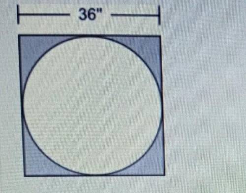 A circle is cut from a square piece of cloth, as shown: 36

How many square inches of cloth are c