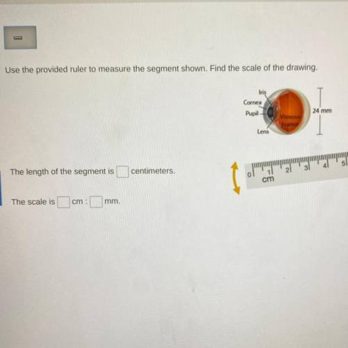 Use the provided ruler to measure the segment shown. Find the scale of the drawing.