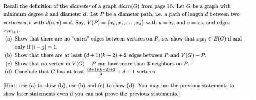 diam(G): The diameter of graph is the maximum distance between the pair of vertices. It can also be
