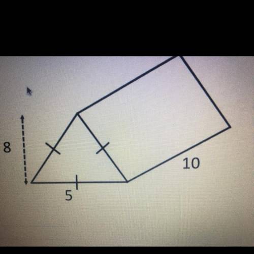 Please help!!!
Find the surface area of the prism below. Do not put units in your answer.