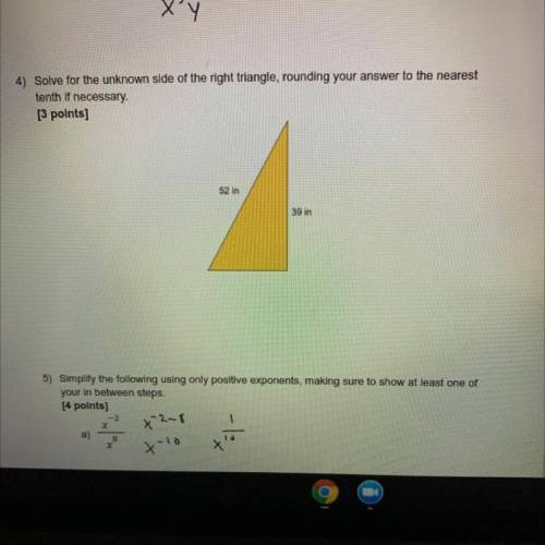 Exponent laws and pythagorean theorem quiz