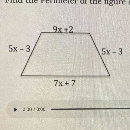 Find the Perimeter of the figure shown to the right
as a
simplified expression.