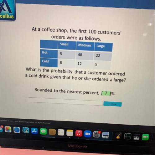 At a coffee shop, the first 100 customers'
orders were as follows.