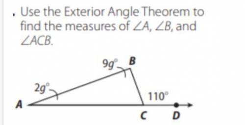 Use the Exterior Angle Theorem to find the measures of