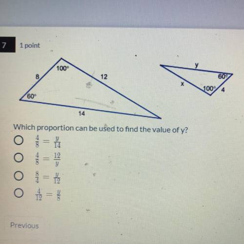 100
609
12
100
60
14
Which proportion can be used to find the value of y?