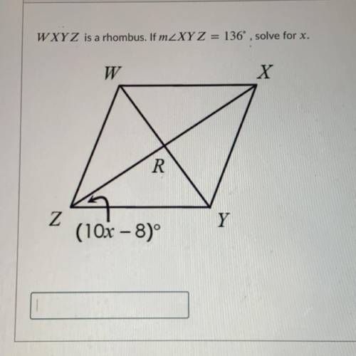 W X Y Z is a rhombus. If m