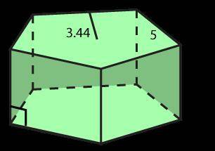 The area of the regular pentagonal base of this prism is 43.06 square units. What is the volume of