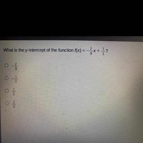 What is the y intercept of the function f(x)=-2/9x+1/3?