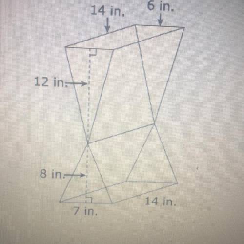 The figure is made of two triangular prisms. What is the volume of the figure?