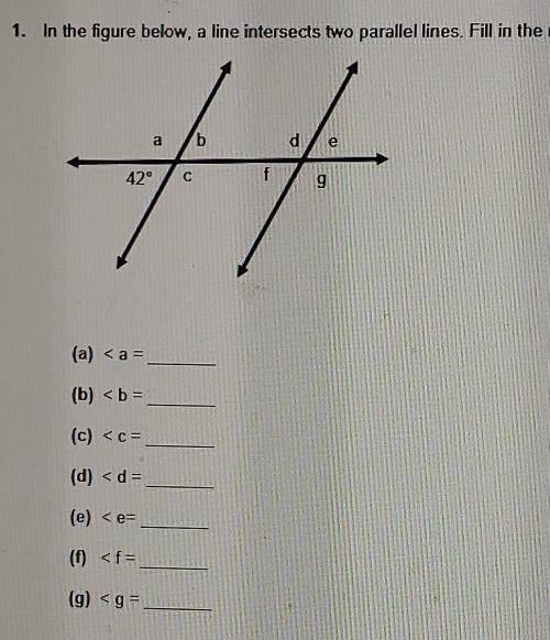 PLEASE HELP ASAP NO LINKS OR WILL BE REPORTED! 1. In the figure below, a line intersects two parall
