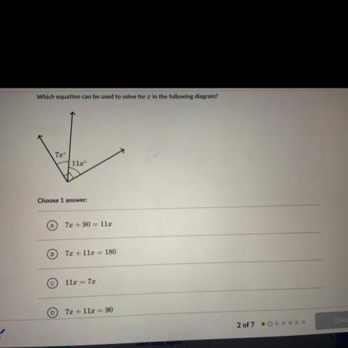 Which equation can be used to solve for x in the following diagram?

72°
112°
PLEASE HELP LOL