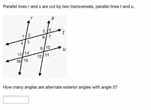 Parallel lines r and s are cut by two transversals, parallel lines t and u.