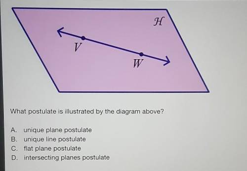 help pls I'd appreciate it What postulate is illustrated by the diagram above? A. unique plane post