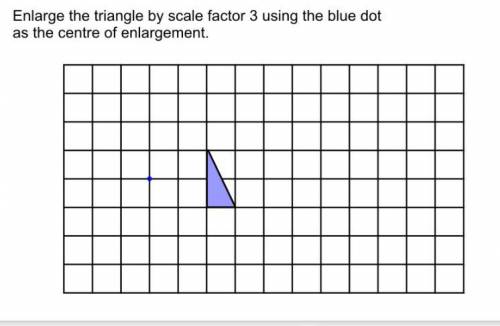 Enlarge the triangle by scale factor 3 using the blue dot as the centre of enlargement