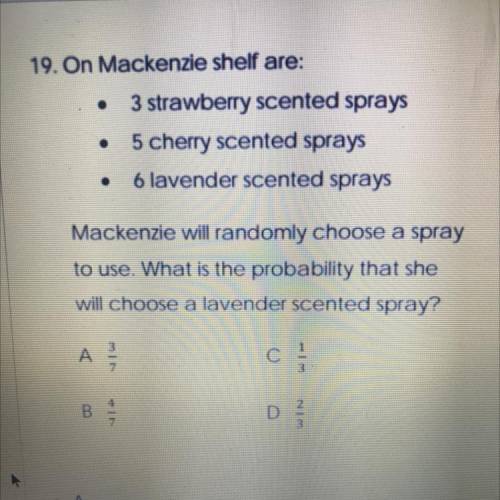 On Mackenzie shelf are:

3 strawberry scented sprays
5 cherry scented sprays
6 lavender scented sp