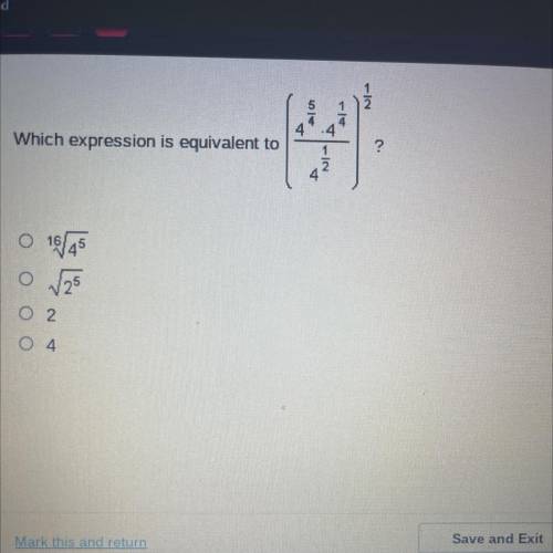 Which expression is equivalent to 454•41/4 /1/2 4. 1/2