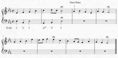 Harmonize the melody below following the general rules of melody harmonization. Make sure to provid