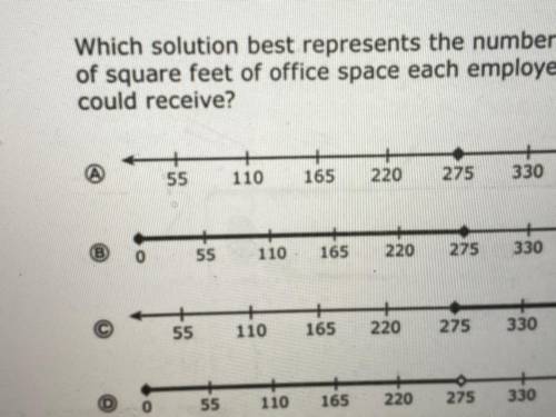 Which solution best represents the number

of square feet of office space each employee
could rece