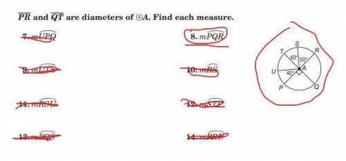 HELP
question and diagram is circled in picture
Arc PR = ___ degrees
