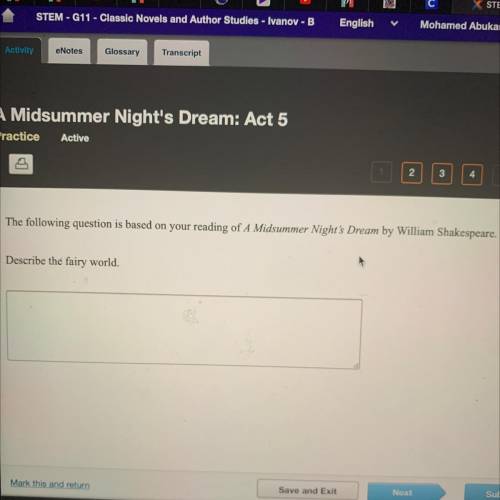 N

3
4
The following question is based on your reading of A Midsummer Night's Dream by William Sha
