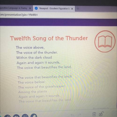 Twelfth Song Of The Thunder￼. Read the poem again and identify another piece of figurative language