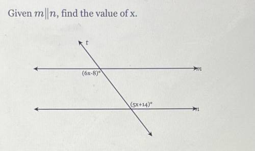 Given m||n, find the value of x. see attachment.