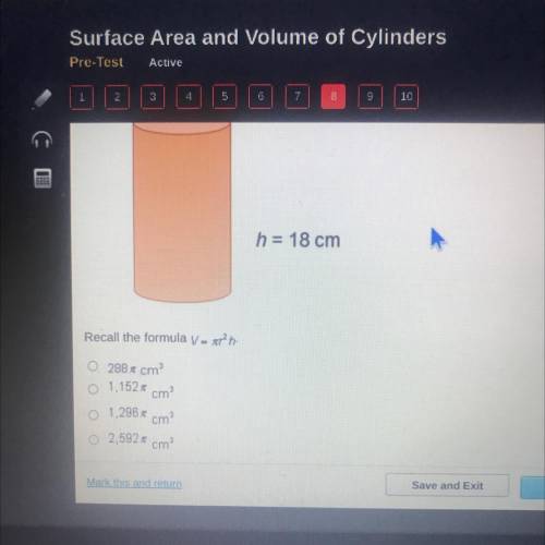 What is the volume of the cylinder? Express the answer in term of x.

On top of the picture says d