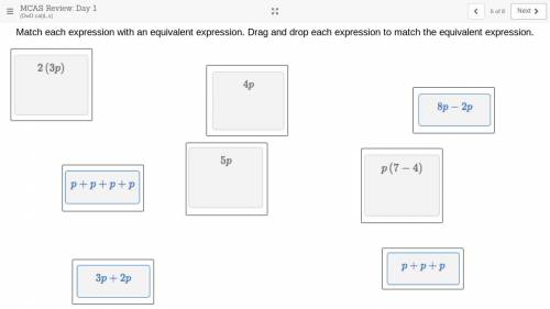 Match each expression with an equivalent expression.