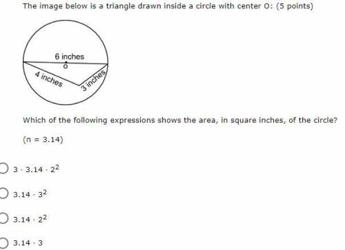 The image below is a triangle drawn inside a circle with center O:Which of the following expression