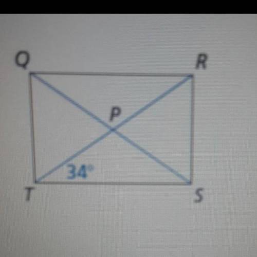 The diagonals of rectangle QRST intersect at P. given that m