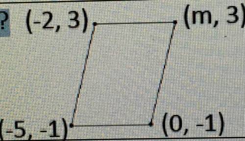 If the top of the parallelogram is 5 units long, what is the numerical value of m?