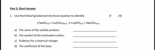Identify the information based on the given chemical equation