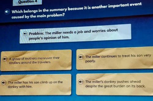 Which belongs in the summary because it is another important event caused by the main problem? Prob