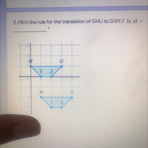 2. Fill in the rule for the translation of GHIJ to G'H'T'J'. (x, y) can someone pls help