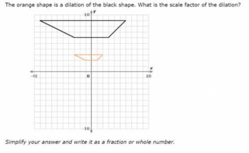 The orange shape is a dilation of the black shape. what is the scale factor of the dilation?