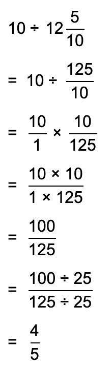 What is Ten Divided by Twelve point Fifty