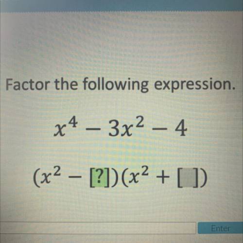 Factor the following expression.
x4 – 3x2 - 4