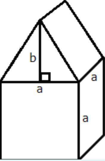 What is the volume of the figure below if a = 9 units and b = 7 units?