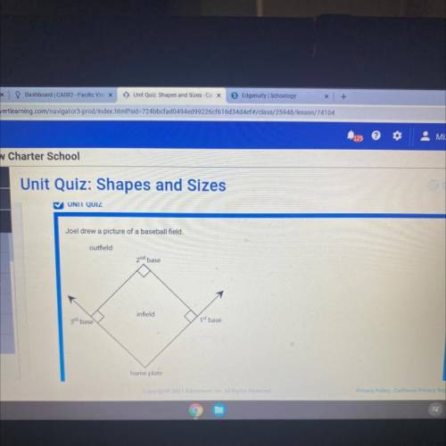 Describe the shape of the infield . Explain your answer using words and or numbers
