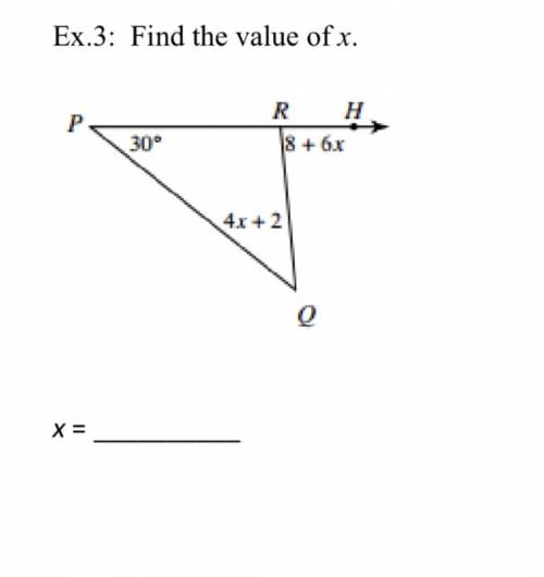 HELPHELPHELP PLEASE

Im not sure how to find the value of x in the attached triangle, please help!