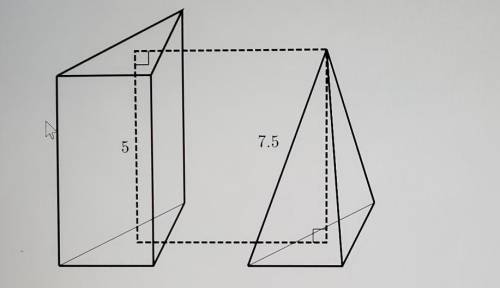 The following triangular prism has a volume of 10 cubic units and a height of 5 units. The triangul
