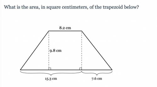 Help What is the area, in square centimeters, of the trapezoid below?