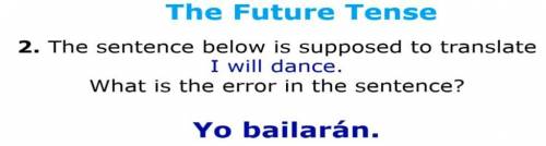The sentence below is supposed to translate I will dance. What is the error in the sentence?

Yo b