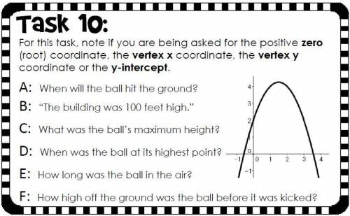 A: When will the ball hit the ground?

B: The building was 100 feet high
C: What was the ball's